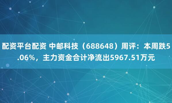 配资平台配资 中邮科技（688648）周评：本周跌5.06%，主力资金合计净流出5967.51万元
