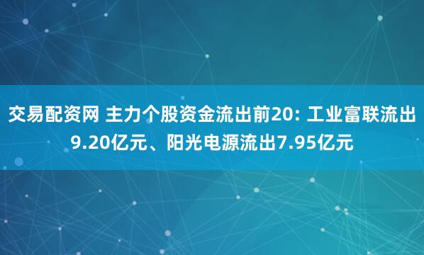 交易配资网 主力个股资金流出前20: 工业富联流出9.20亿元、阳光电源流出7.95亿元